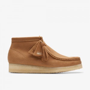 Mid Tan Leather Clarks Wallabee Women Boots | 4829LFIEV