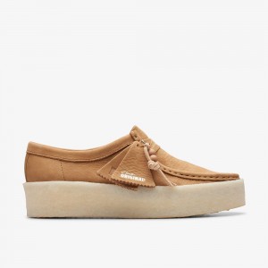 Mid Tan Nubuck Clarks Wallabee Cup Women Loafers | 6051RIQXU