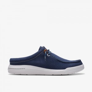 Navy Canvas Clarks Driftlite Surf Men Boat Shoes | 6702UNLVO