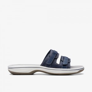 Navy Clarks Breeze Piper Women Sandals | 7615QDTLO