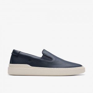 Navy Leather Clarks Craft Swift Go Men Sneakers | 5487SOYVQ