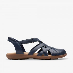 Navy Leather Clarks Elizabelle Sea Women Sandals | 1796NLCJB