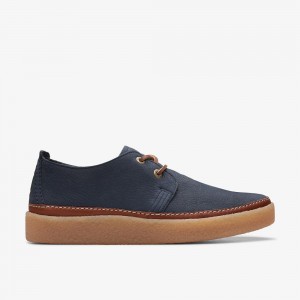 Navy Nubuck Clarks Clarkwood Low Men Sneakers | 1569CBRZA