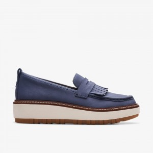 Navy Nubuck Clarks Orianna Loafer Women Loafers | 9301RADEN