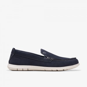 Navy Suede Clarks Flexway Step Men Loafers | 1275YAPQT