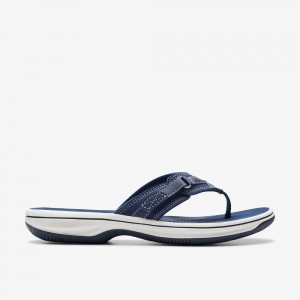 Navy Synthetic Clarks BREEZE SEA Women Sandals | 7810MCRJL