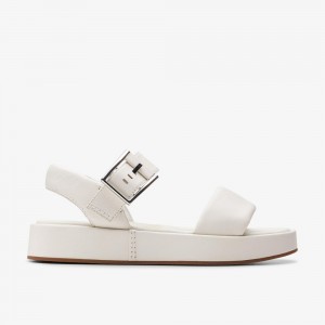 Off White Leather Clarks ALDA STRAP Women Sandals | 5741XVZLM