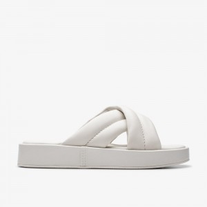 Off White Leather Clarks Alda Glide Women Sandals | 2736FWKIO