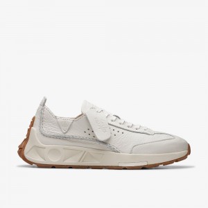 Off White Leather Clarks Craft Speed Women Sneakers | 2619IKRGP