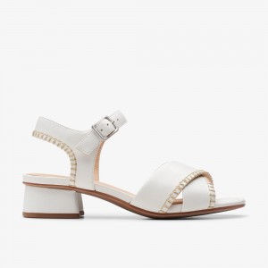 Off White Leather Clarks Serina 35 Cross Women Sandals | 5214KOHUV