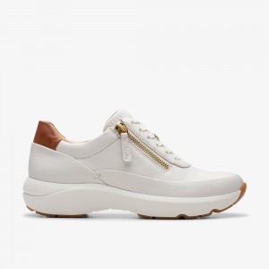 Off White Leather Clarks Tivoli Zip Women Sneakers | 6231WNHLS