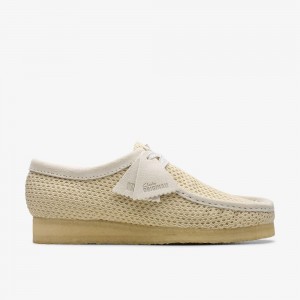 Off White Mesh Clarks Wallabee Men Loafers | 9372DMHQK