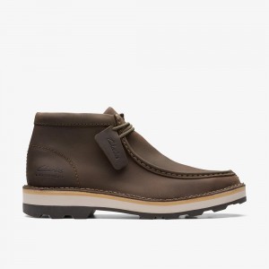 Olive Leather Clarks Corston Wally Waterproof Men Boots | 3945PGIHQ