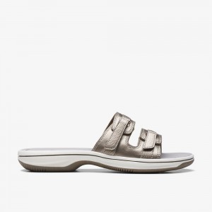 Pewter Clarks Breeze Piper Women Sandals | 0286URMIP