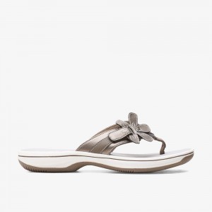 Pewter Clarks Brinkley Flora Women Sandals | 1625GRCNM