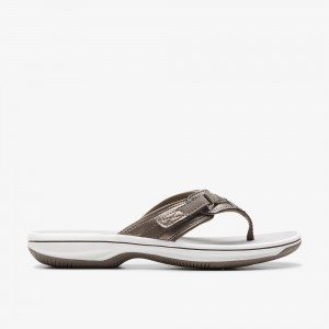 Pewter Synthetic Clarks BREEZE SEA Women Sandals | 9605CKRON