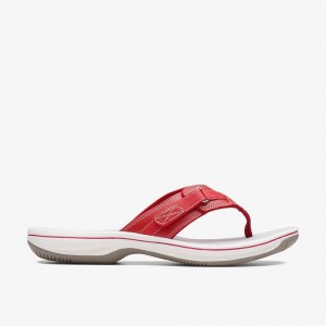 Red Synthetic Clarks BREEZE SEA Women Sandals | 0297VEOGA