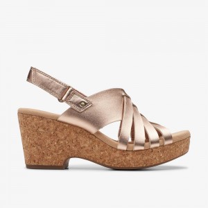 Rose Gold Leather Clarks Giselle Ivy Women Sandals | 0817ZQNMU