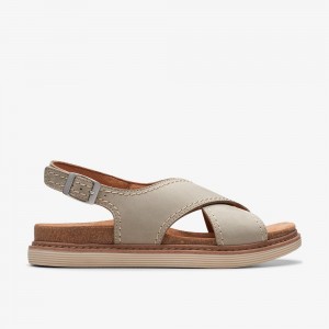 Stone Nubuck Clarks Arwell Sling Women Sandals | 3158UBIKP