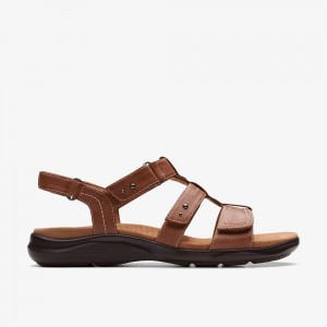 Tan Clarks Kitly Step Women Sandals | 0419VSDKU