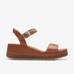 Tan Leather Clarks Kassanda Lily Women Sandals | 4298MIKZP