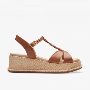 Tan Leather Clarks Kimmei Twist Women Sandals | 4807EFBOY