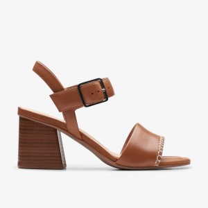 Tan Leather Clarks Siara 65 Buckle Women Sandals | 1806TEONP