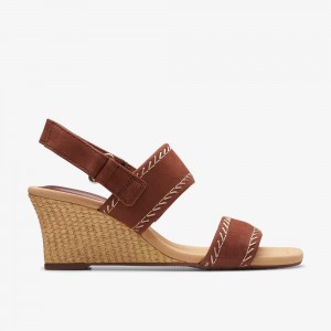 Tan Nubuck Clarks Kyarra Rose Women Sandals | 7481SWEMK