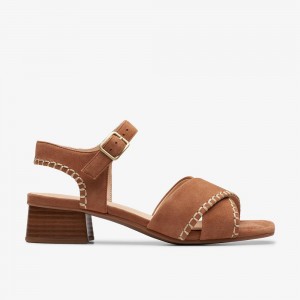 Tan Suede Clarks Serina 35 Cross Women Sandals | 2671PKCUX