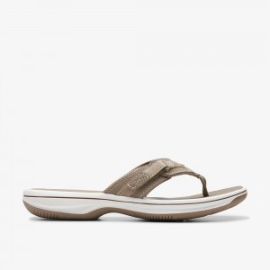 Taupe Clarks BREEZE SEA Women Sandals | 2874KSLER