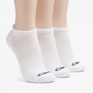 White Clarks 3 Pack Solid Athletic Women Socks | 4508IKFWC