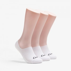 White Clarks 3 pack Solid Liner Women Socks | 8320GFITL