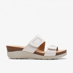 White Leather Clarks Calenne Maye Women Sandals | 9418JQURG