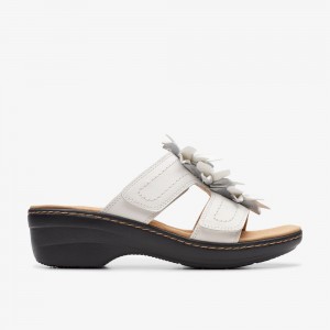 White Leather Clarks Merliah Raelyn Women Sandals | 3042DKVFC