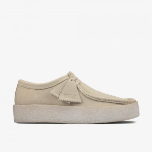 White Nubuck Clarks Wallabee Cup Men Loafers | 4102OLWNJ