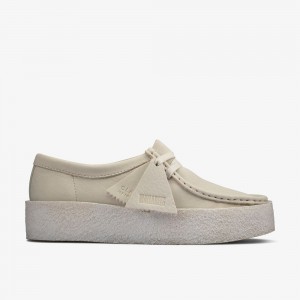 White Nubuck Clarks Wallabee Cup Women Loafers | 9765FVBYP