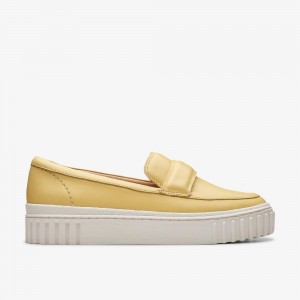 Yellow Leather Clarks Mayhill Cove Women Loafers | 9046VHXMQ