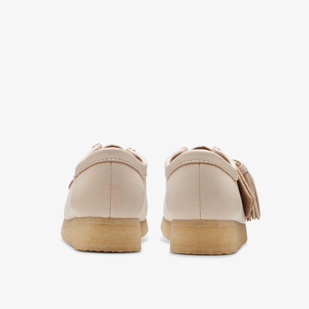 Beige Leather Clarks Wallabee Women Loafers | 3980IOZMW