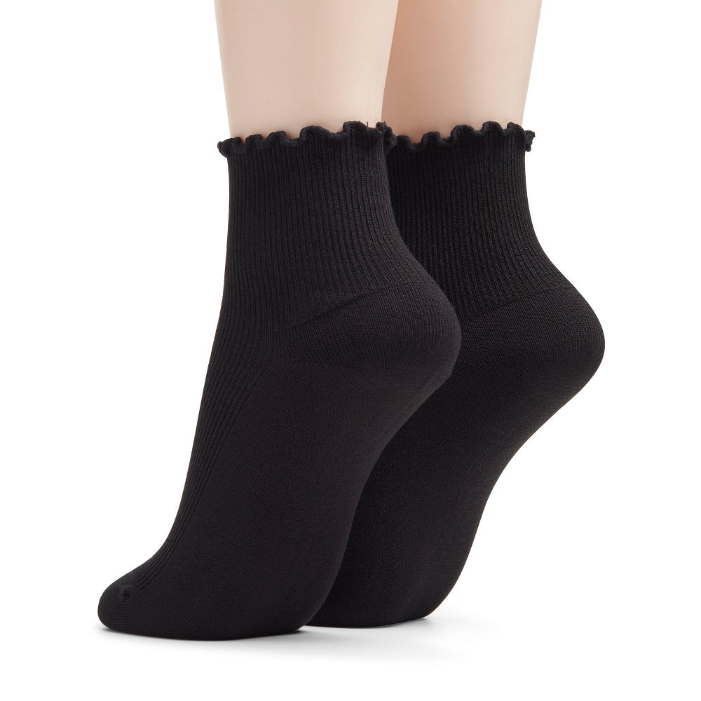 Black/Black Clarks 2 Pack Rosewelt Crew Women Socks | 0824FCTEM