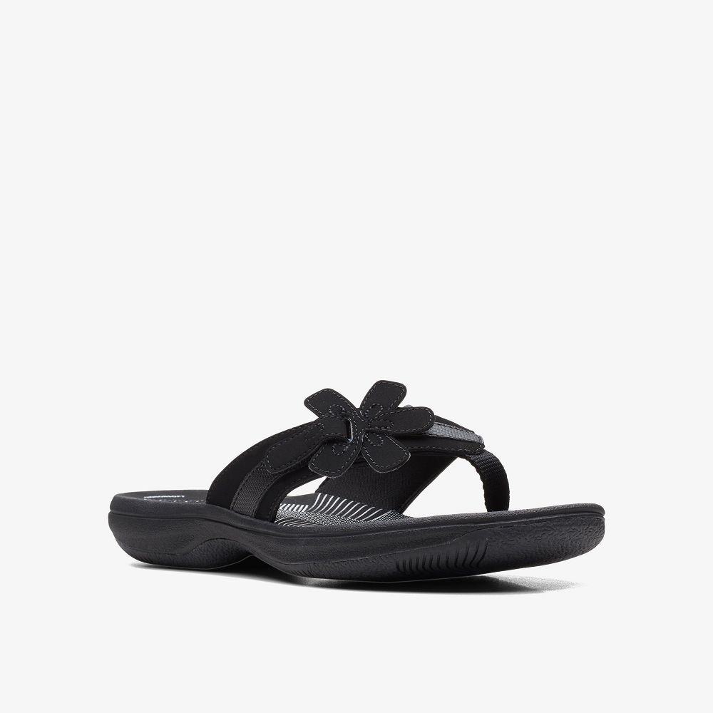 Black/Black Clarks Brinkley Flora Women Sandals | 2507CEJIO