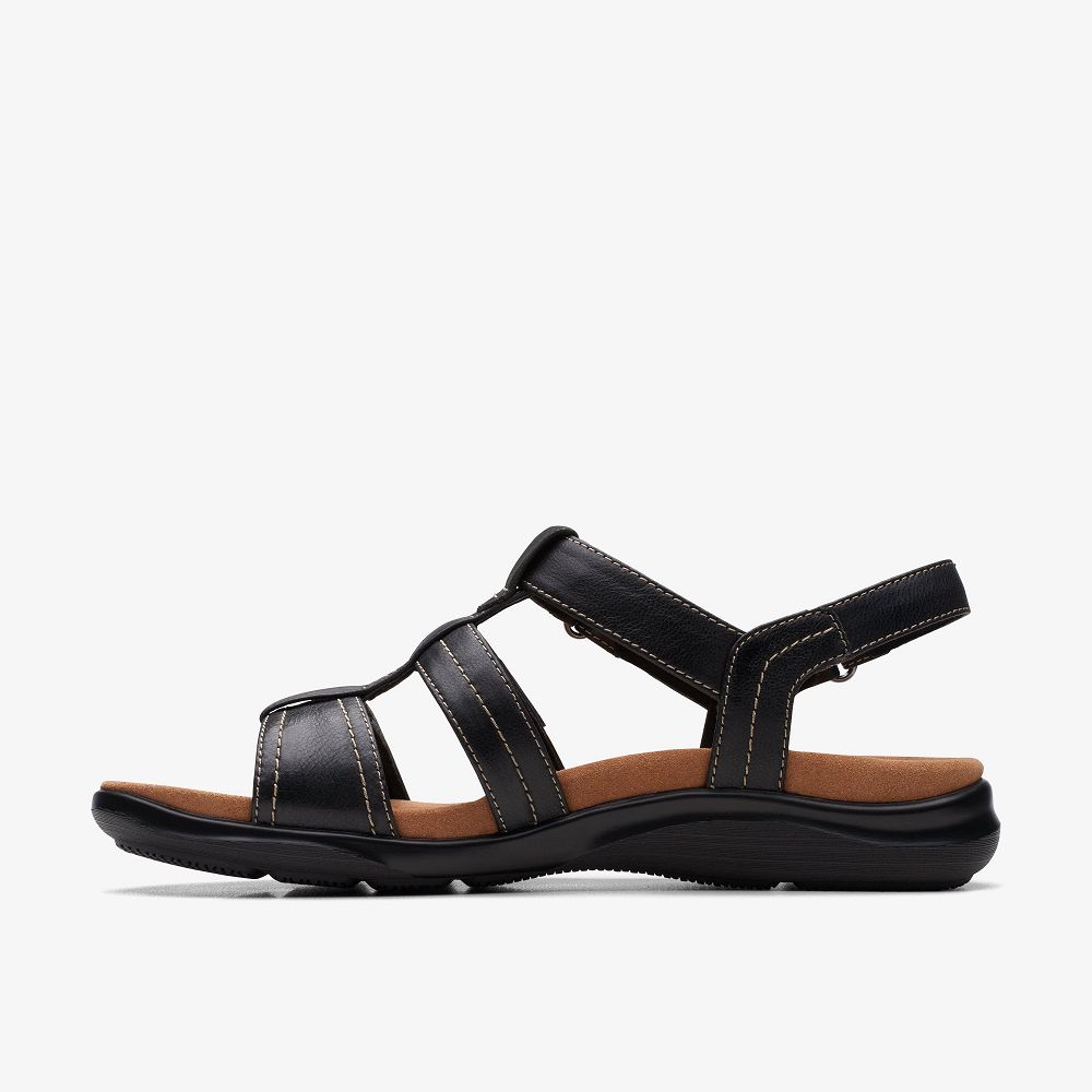 Black/Black Clarks Kitly Step Women Sandals | 7456NXWRJ