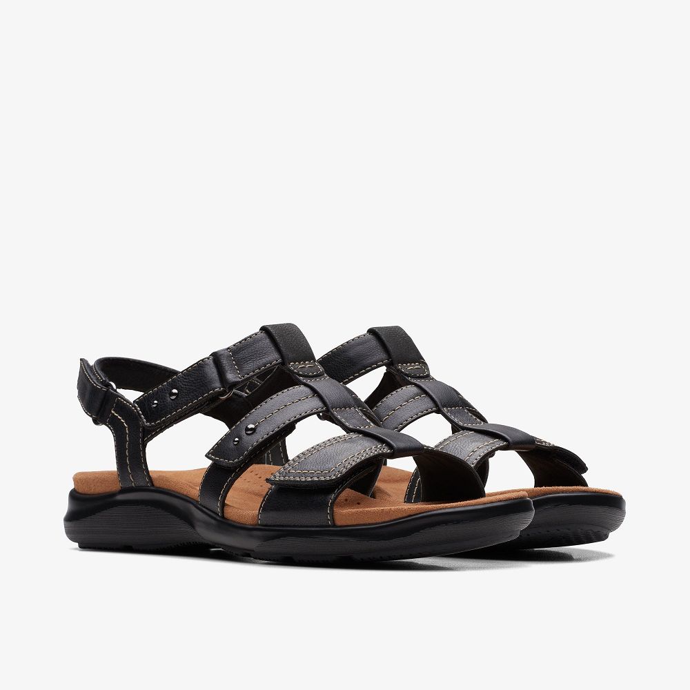 Black/Black Clarks Kitly Step Women Sandals | 7456NXWRJ