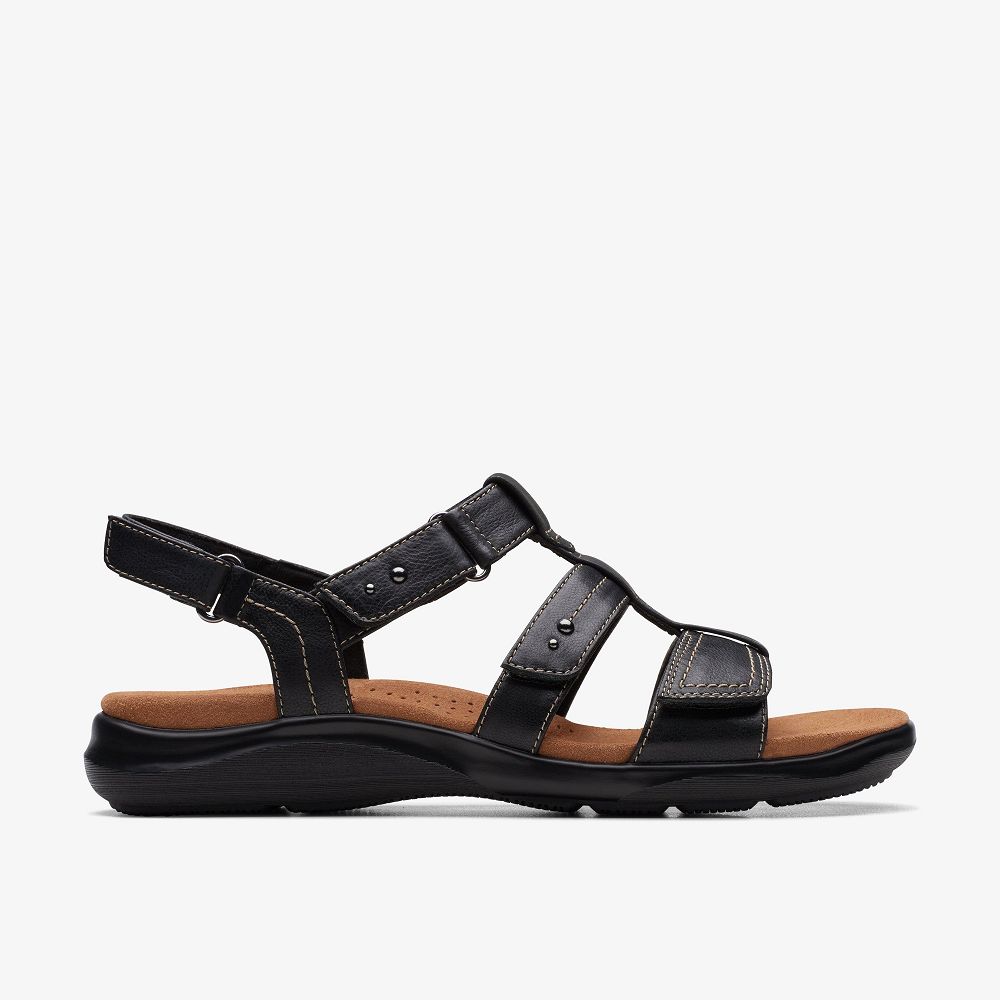 Black/Black Clarks Kitly Step Women Sandals | 7456NXWRJ