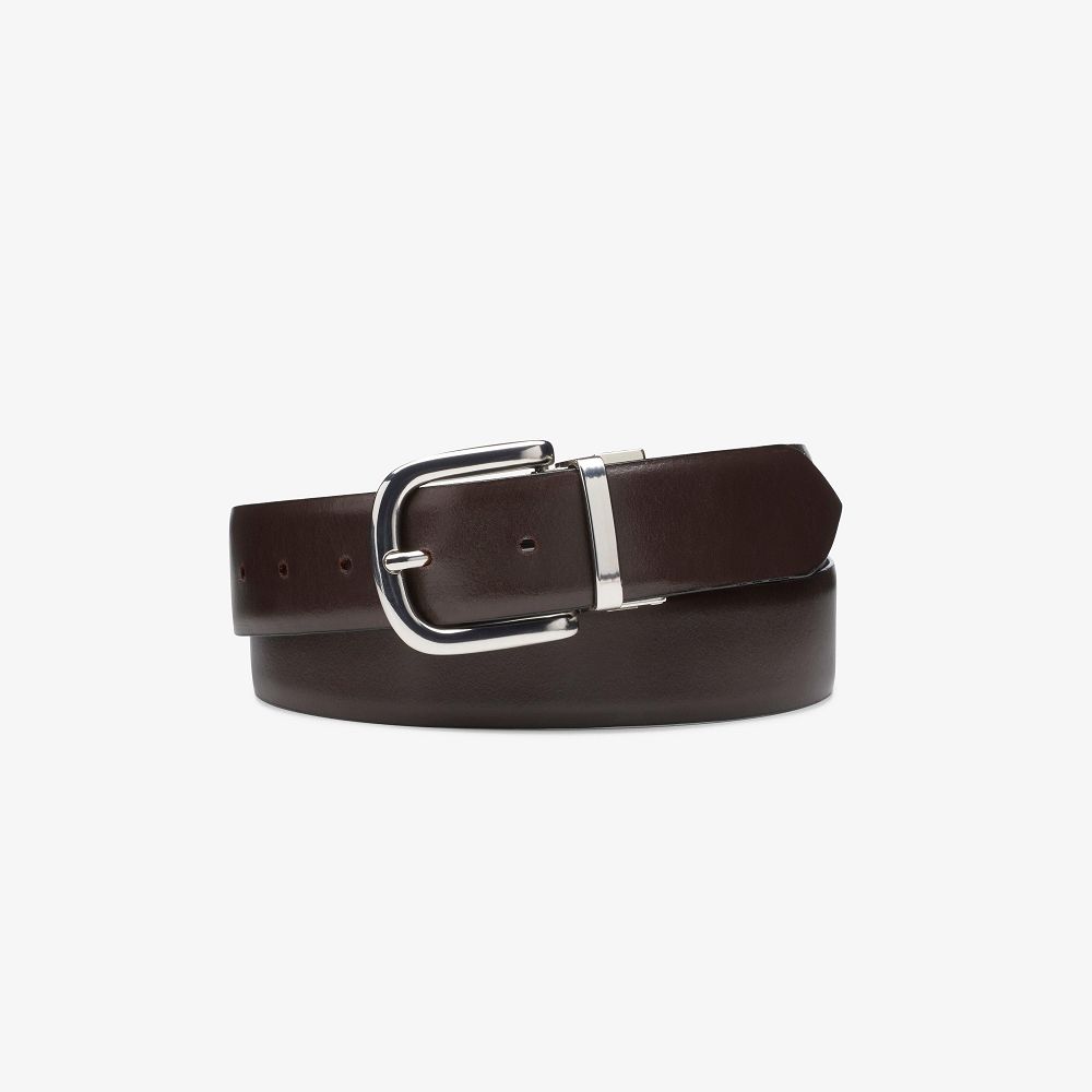 Black/Brown Leather Clarks Reversible Men Belt | 3786ASZMO