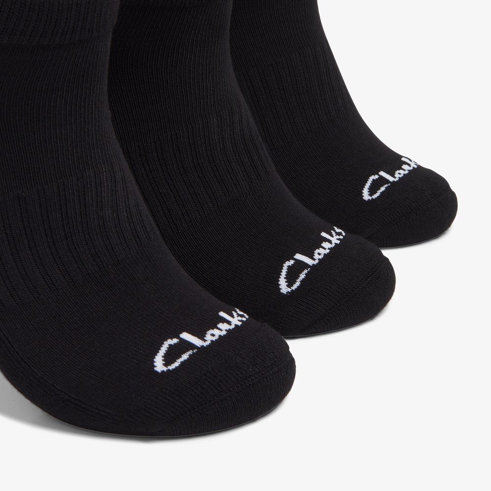 Black Clarks 3 Pack Athletic Men Socks | 8659MUCEG