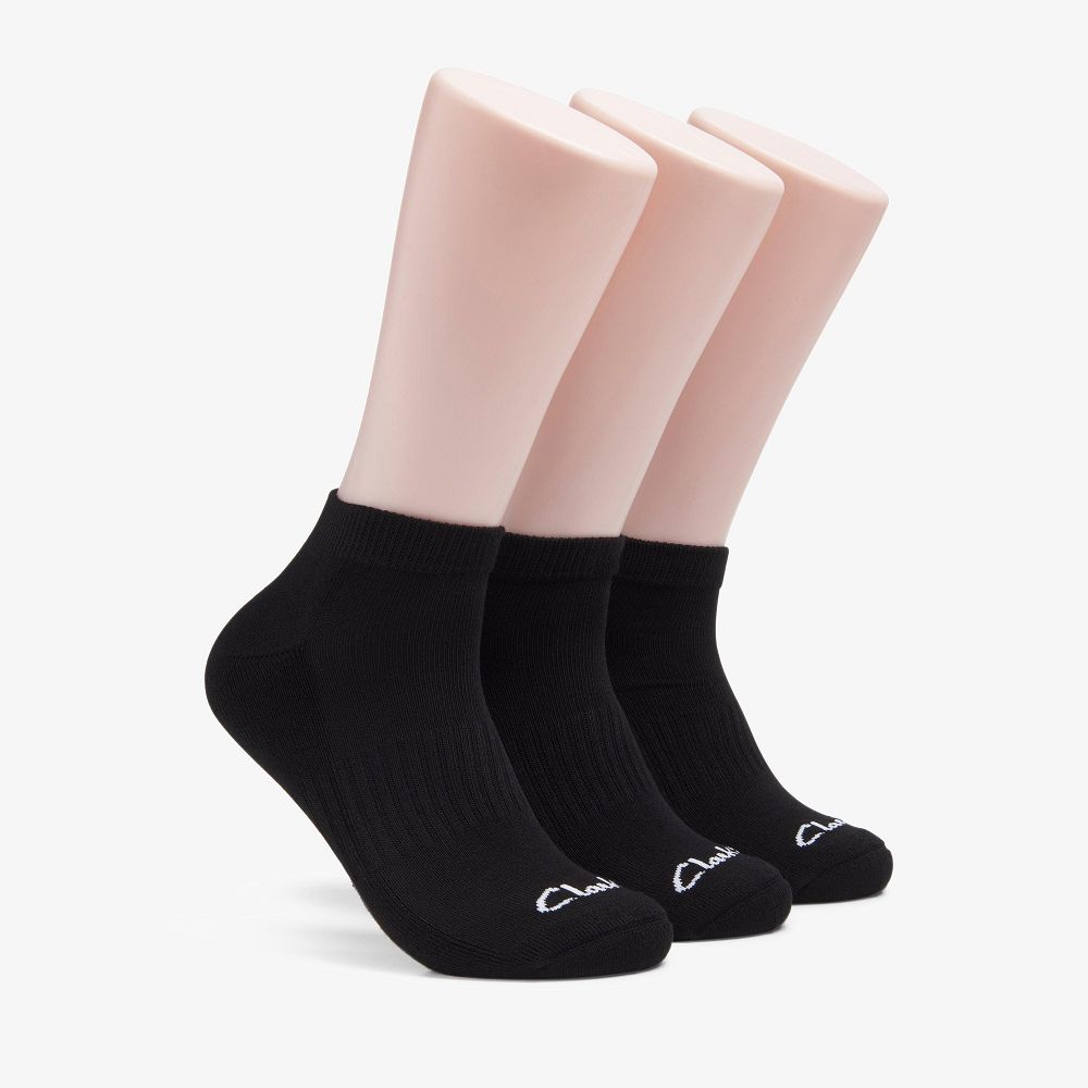 Black Clarks 3 Pack Athletic Men Socks | 8659MUCEG