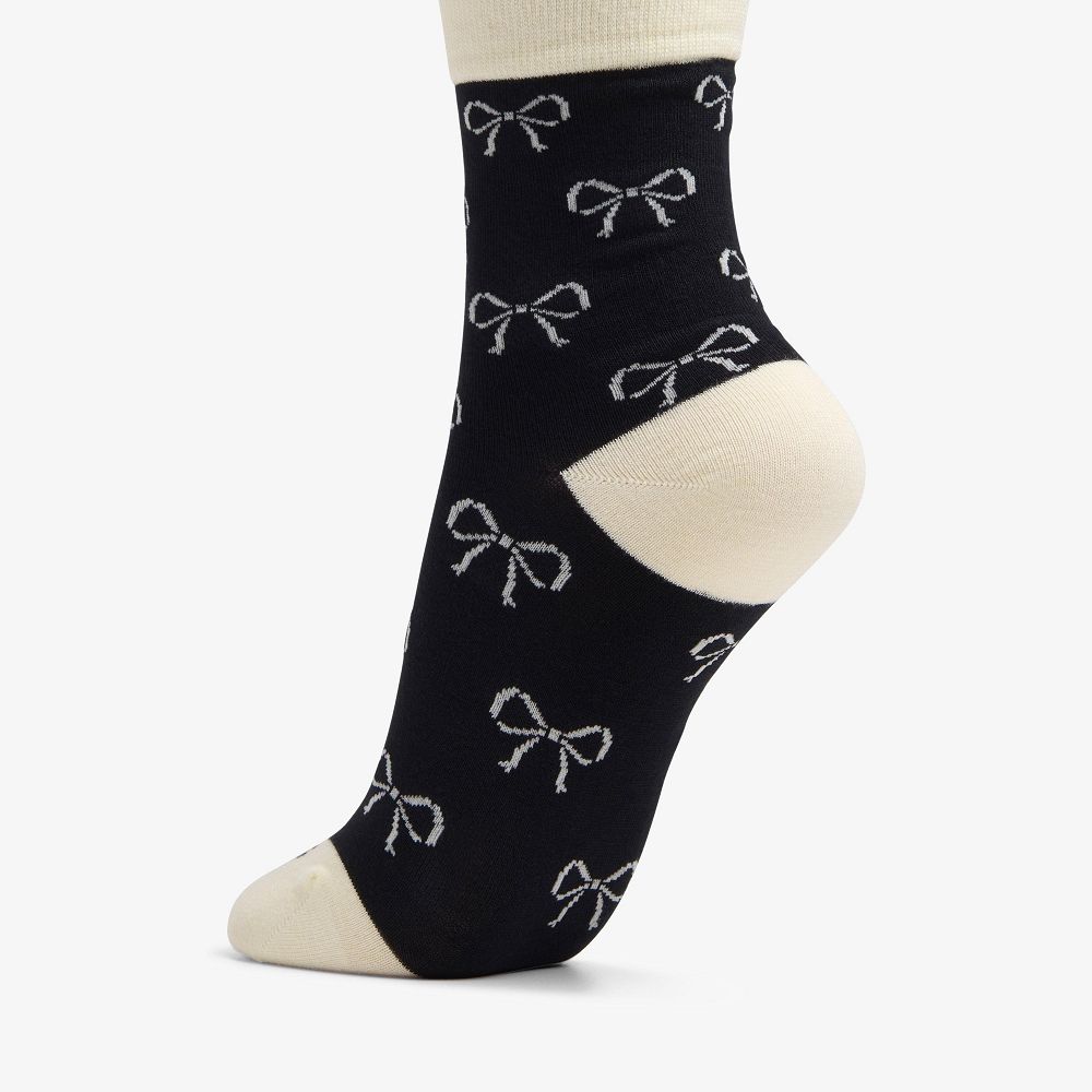 Black Clarks Bow Crew Bamboo Women Socks | 1879RNFWC