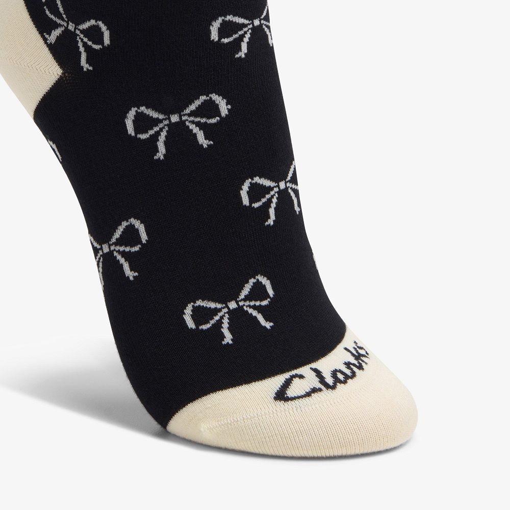 Black Clarks Bow Crew Bamboo Women Socks | 1879RNFWC