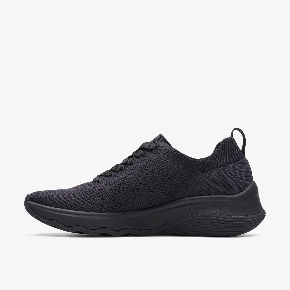 Black Clarks Circuit Tie Women Sneakers | 2461UBCPR