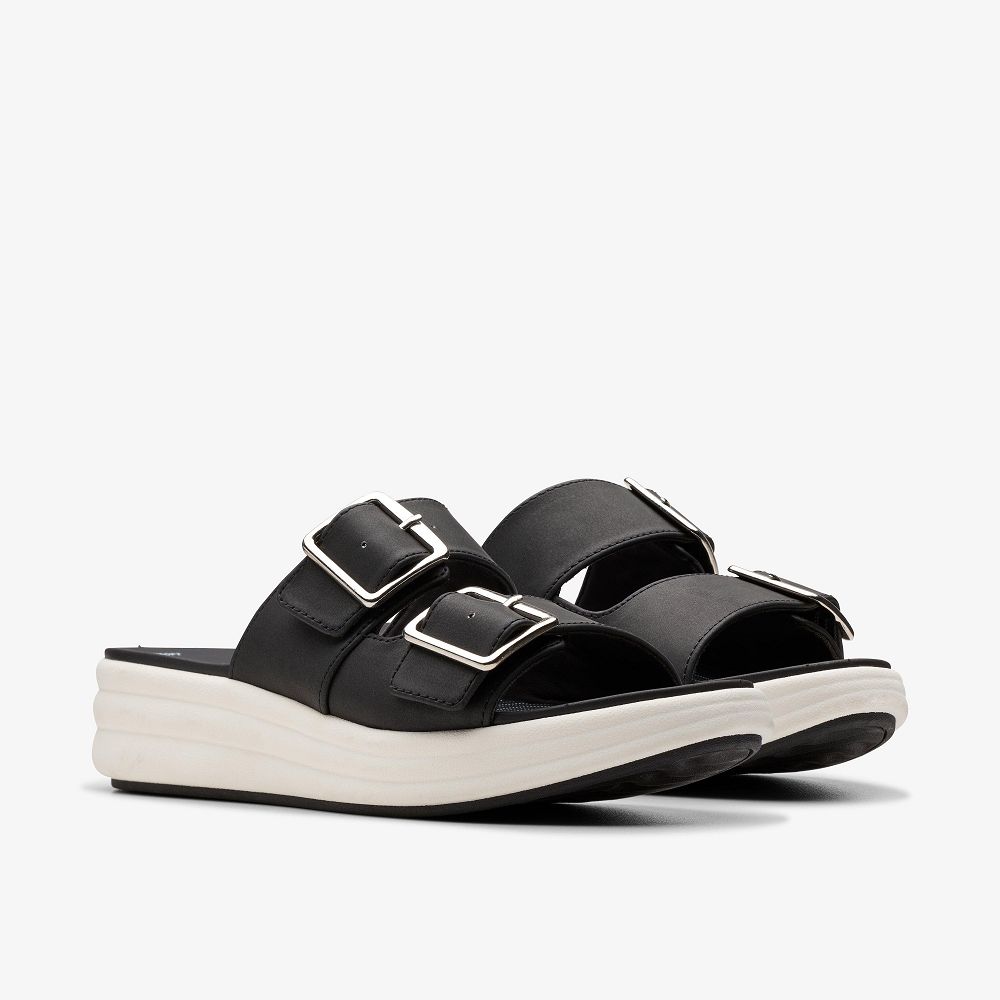 Black Clarks Drift Buckle Women Sandals | 4583WBDEX